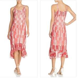 NIC + ZOE Maxi Dress Red Ruffled Sharkbite Hem Sleeveless Size Small